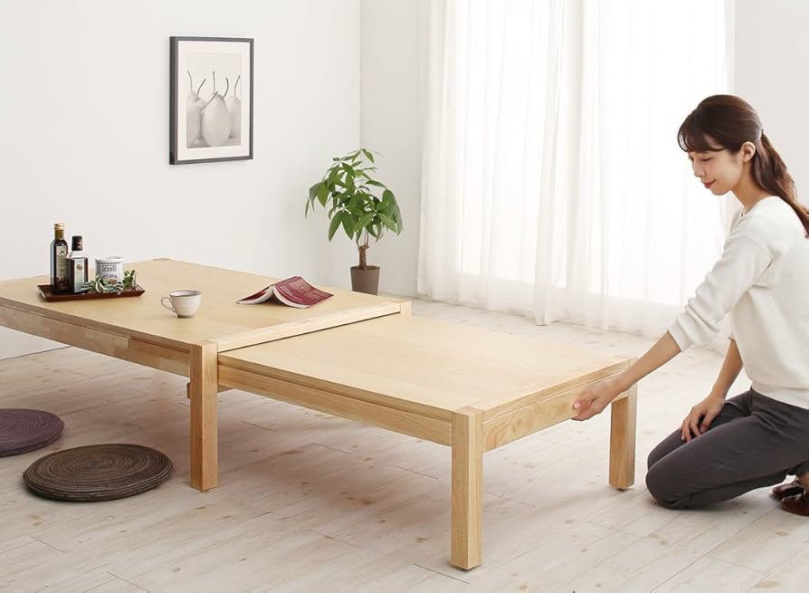 神奈川東京圏送料無料／モデルルーム配置品／本木作り／スライド可変式テーブル 神奈川東京圏送料無料／モデルルーム配置品／本木作り／スライド